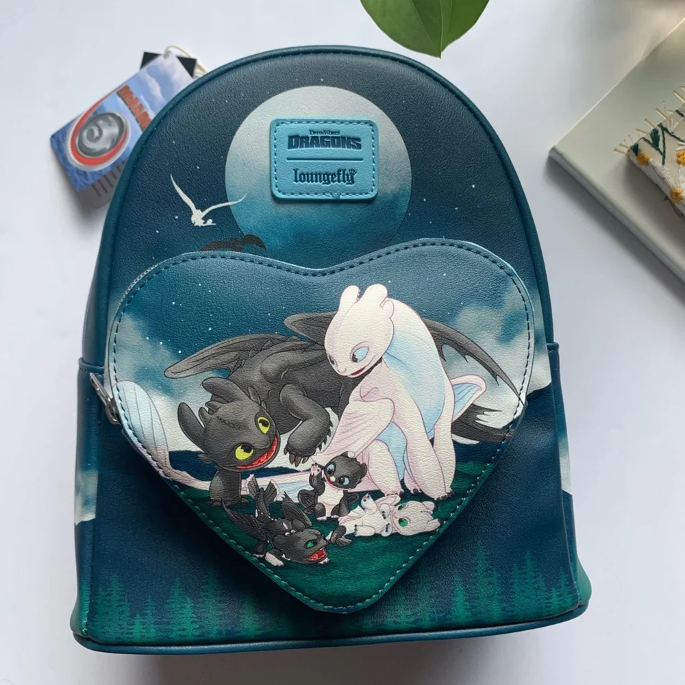 New Loungefly How To Train Your Dragon Toothless & Light Fury Babies Backpack.